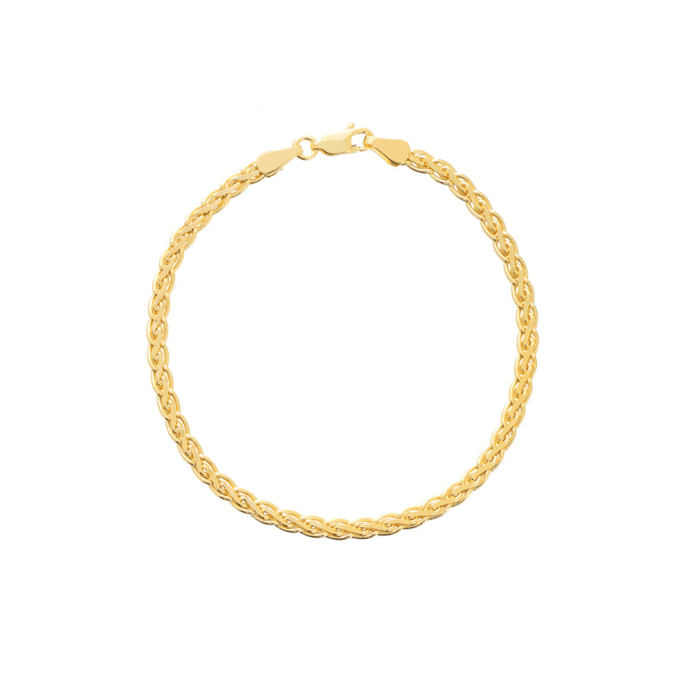 Stylish 14k Yellow Gold Hollow Flat Wheat Chain Bracelet for Timeless Fashion