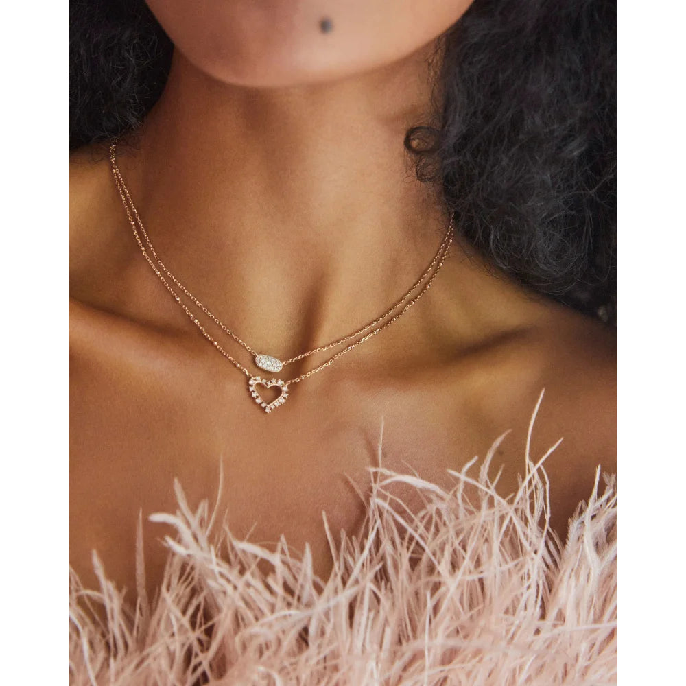 Kendra Scott's Elegant Grayson White Crystal Pendant Necklace for Women