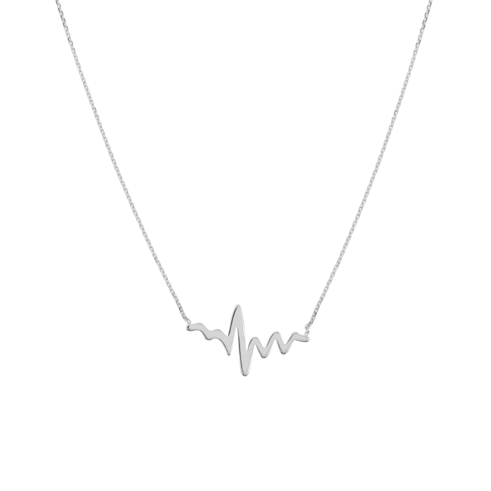14k Gold Adjustable Cable Chain Heartbeat Pendant Necklace
