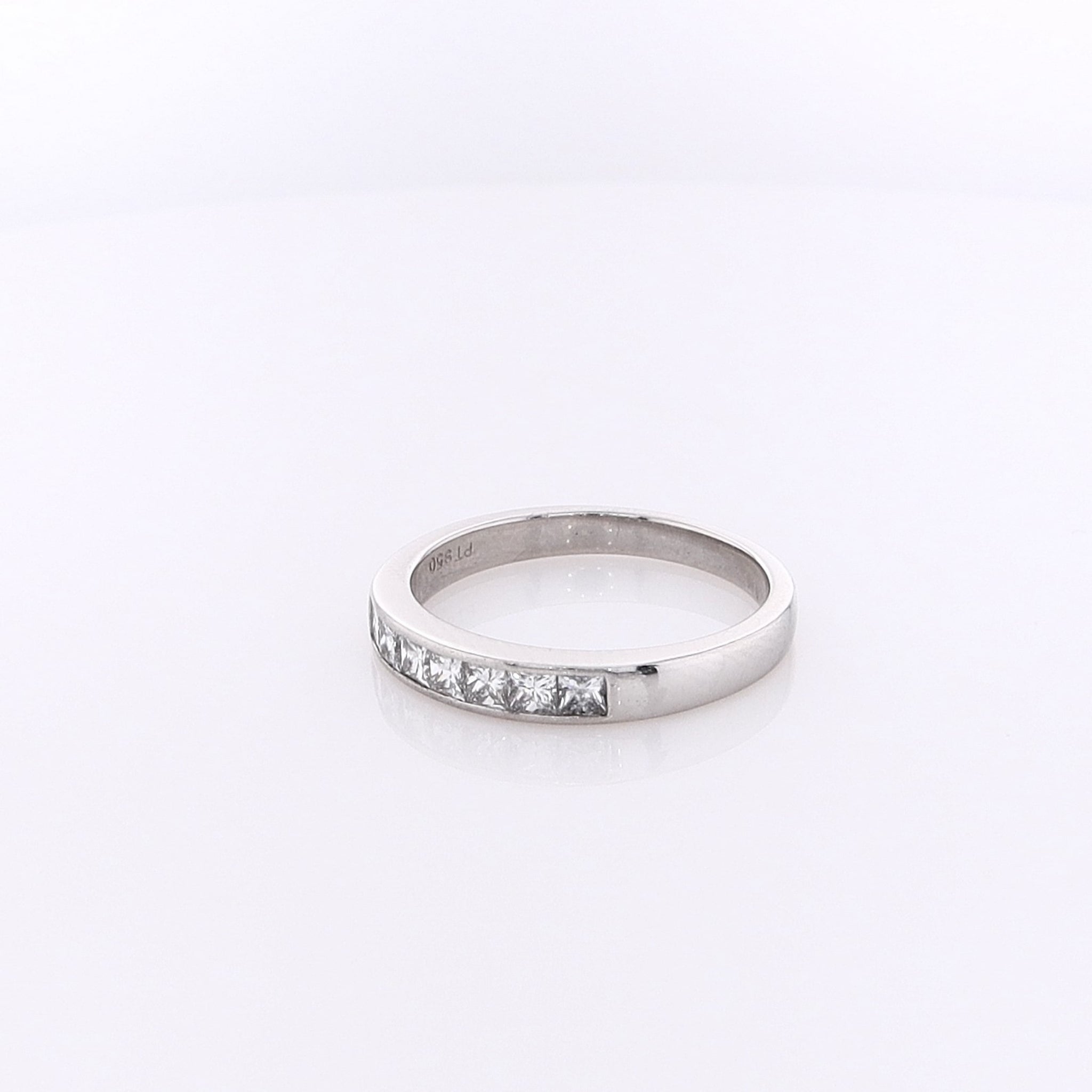 Exquisite Estate Platinum Princess Cut Diamond Wedding Band Size 7
