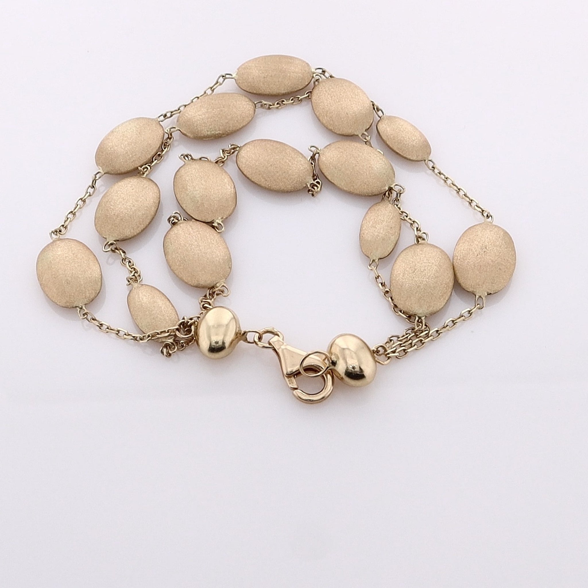 14K Yellow Gold 3-Row Flat Oval Link Bracelet with Lobster Clasp