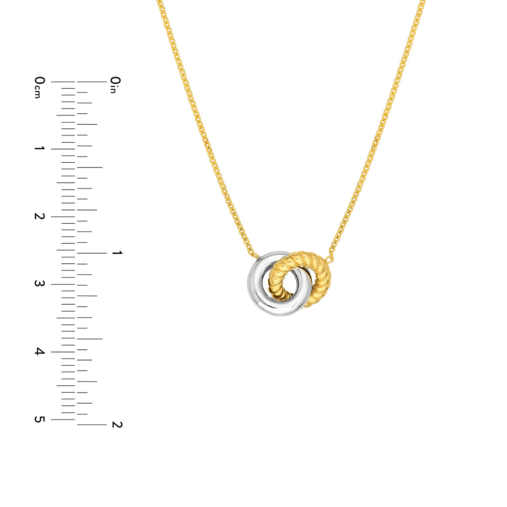 14k Gold Two-Tone Interlocking Circle Women's Necklace for Elegant Style