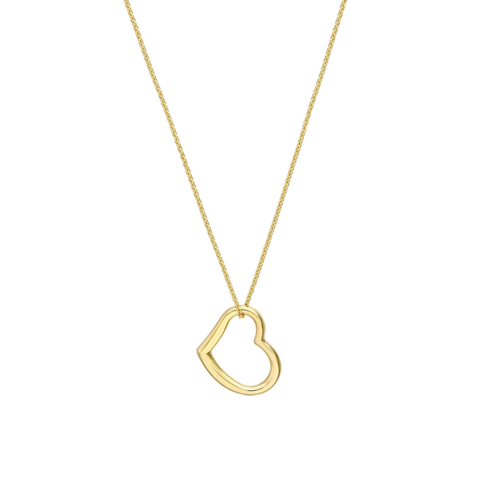 Exquisite 14k Gold Adjustable Open Heart Pendant Necklace for Your Wardrobe