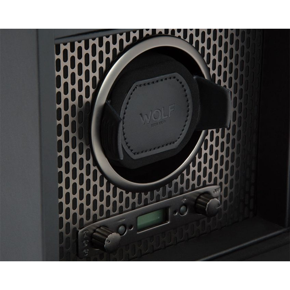 Wolf Designs Powder-Coated Axis Single Watch Winder with Storage