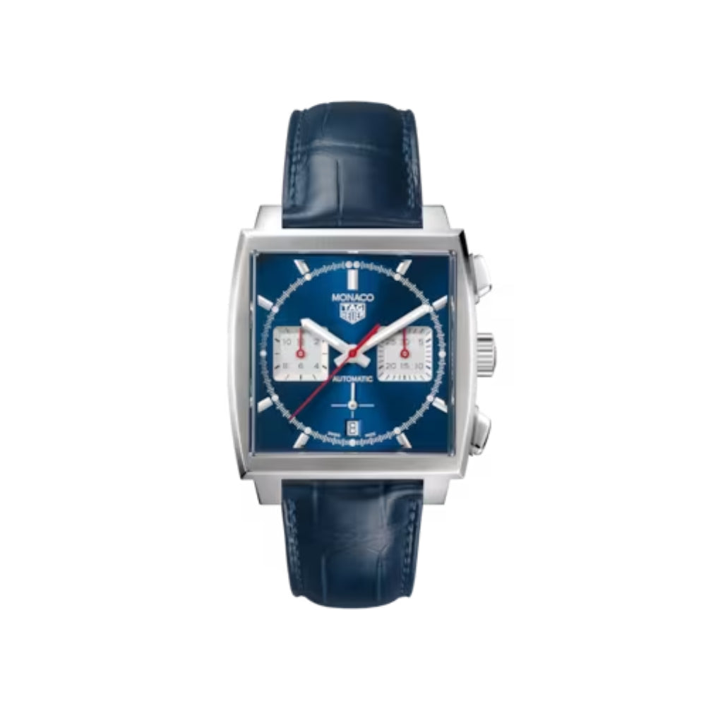 Tag Heuer 39mm Blue Automatic Chronograph Watch - Monaco Model