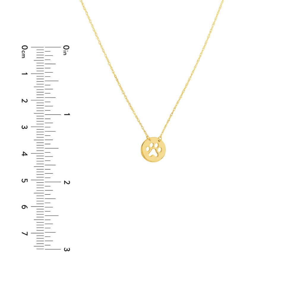 14k Yellow Gold Miniature Paw - Print Pendant with 18 - Inch Adjustable Chain, Ideal for Dog Lovers