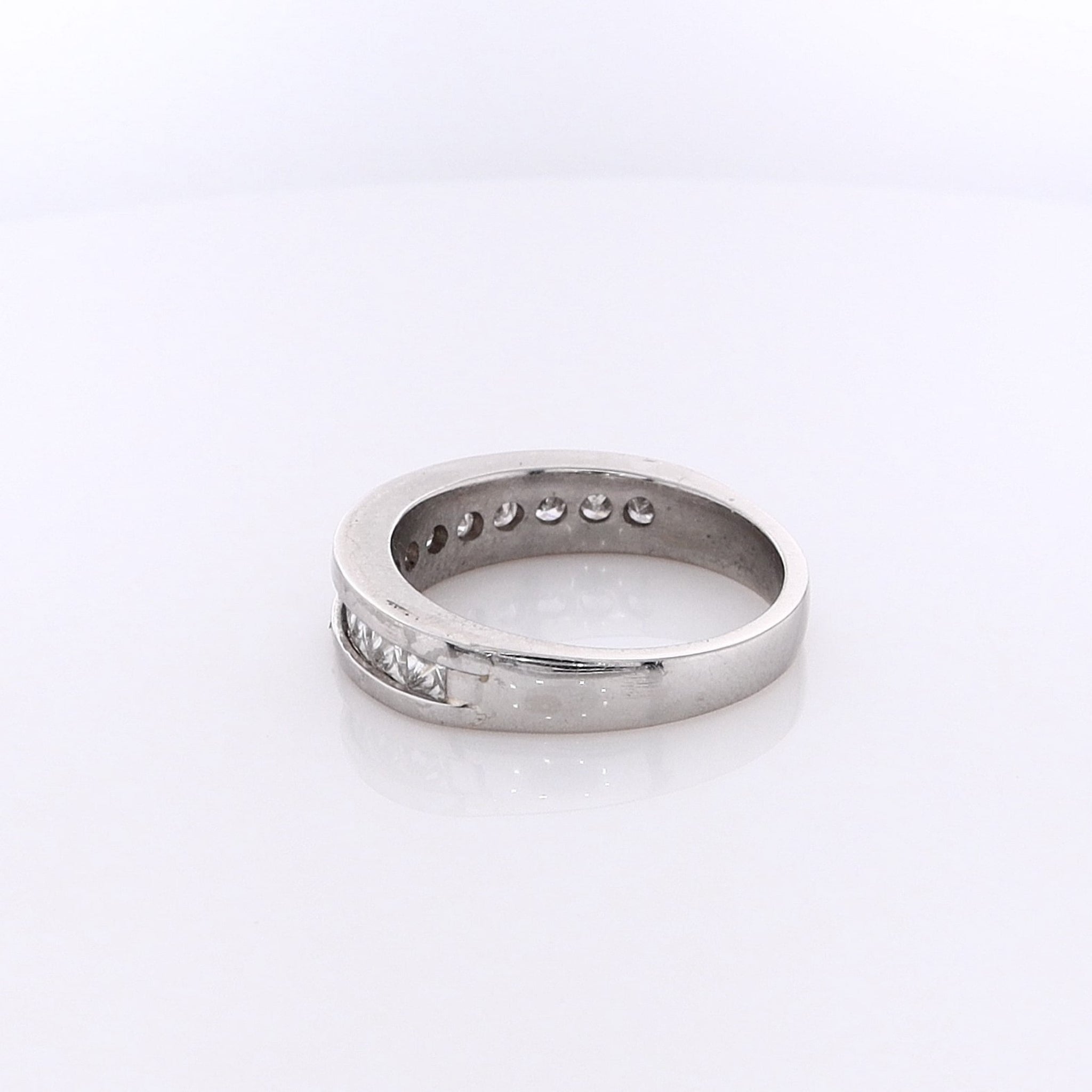 Luxurious Estate Platinum Channel-Set Princess Cut Diamond Wedding Band for Couples