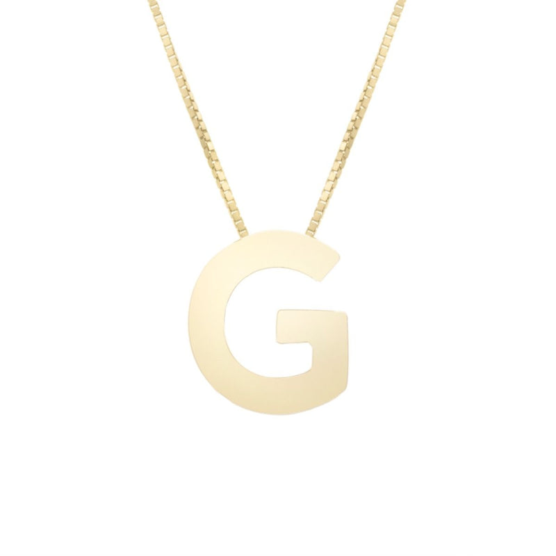 14K Gold Block Letter Initial Fashion Necklace - Available in ALL LETTERS