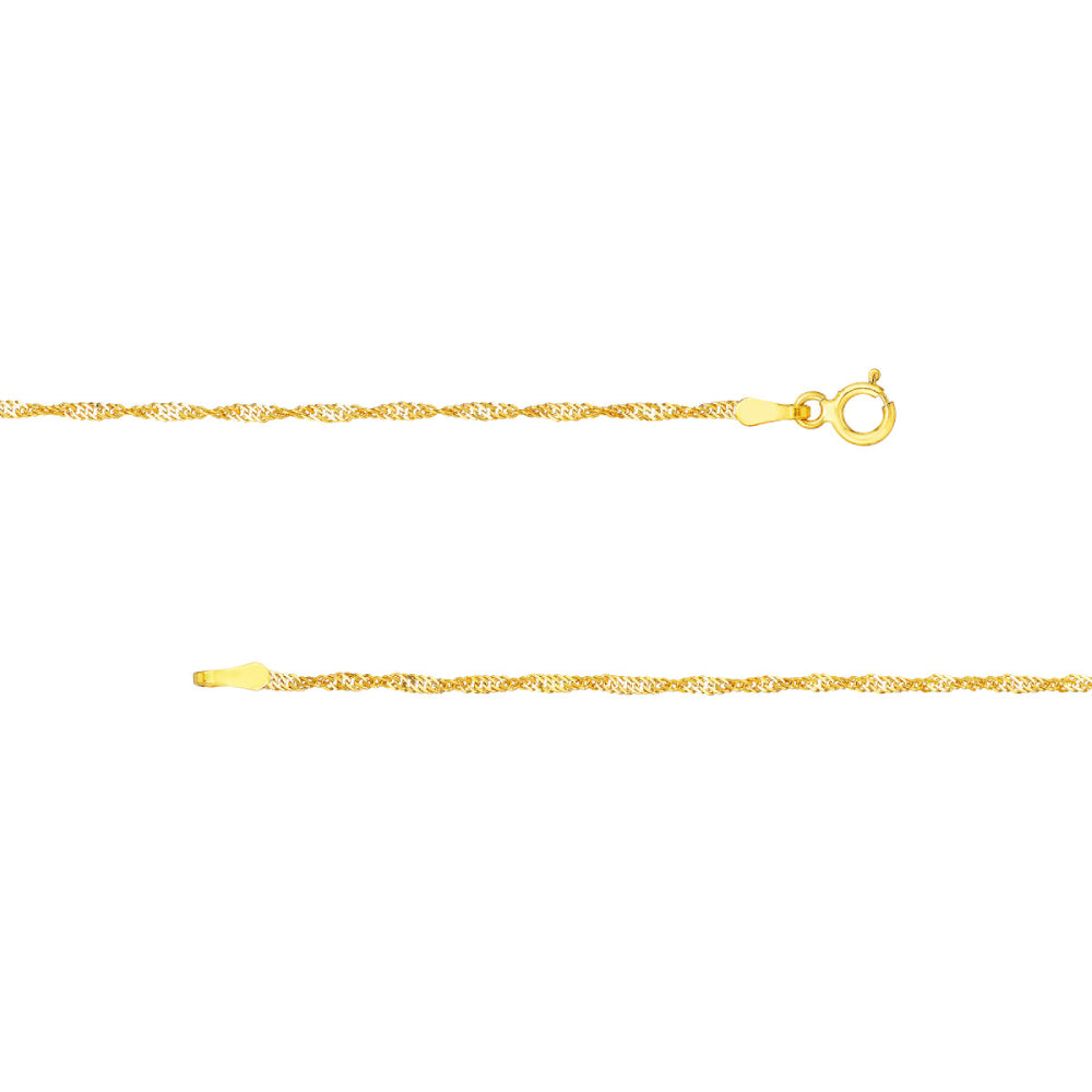 18-Inch 14k Yellow Gold Lightweight Singapore Chain Necklace