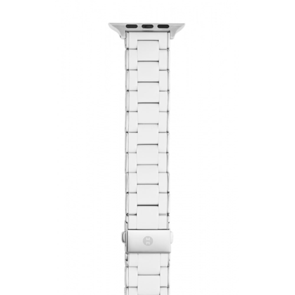 Stylish White and Stainless Steel Silicone-Wrapped Bracelet Band for Apple Watch®