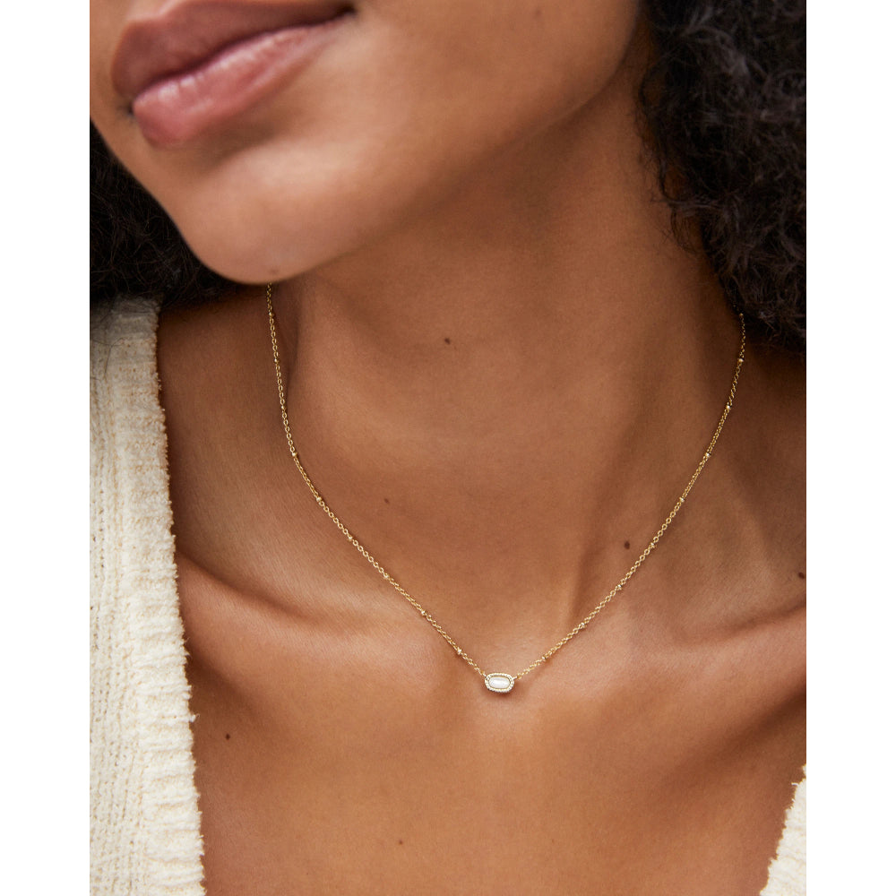 Kendra Scott Gold Ivory Mother of Pearl Mini Elisa Satellite Short Pendant Necklace