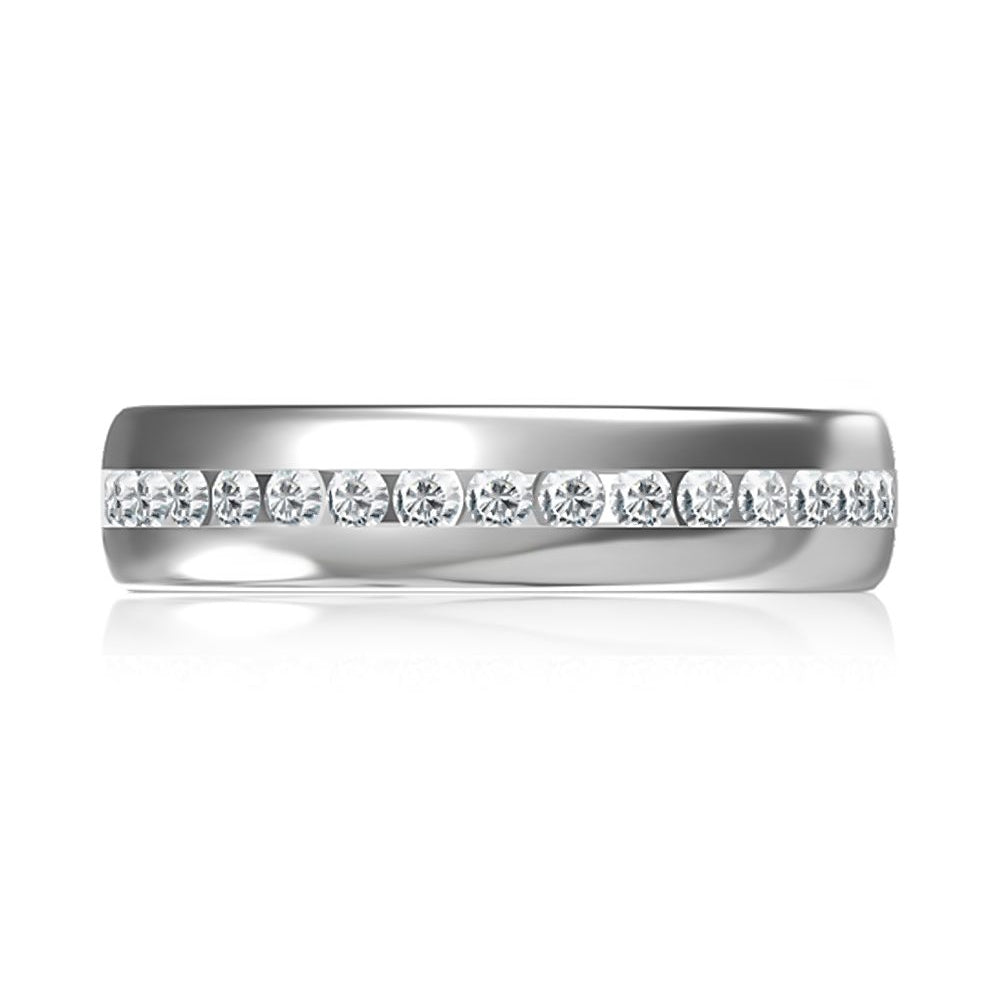 A. Jaffe Stunning 14k White Gold Channel Set Diamond Band with 17 Rounds