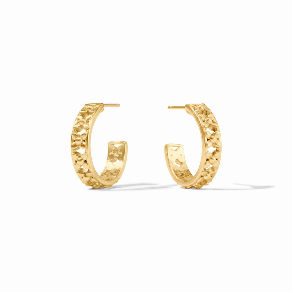 Julie Vos Delicate Floral Filigree 24K Gold Plated Helene Hoop Earrings