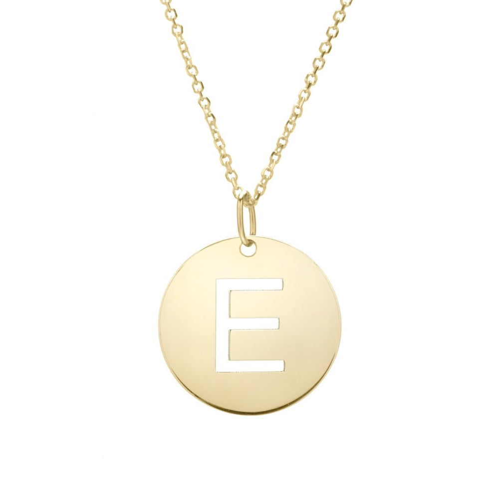 14k Gold Fashion Disc Pendant Initial Series - All Available Letters
