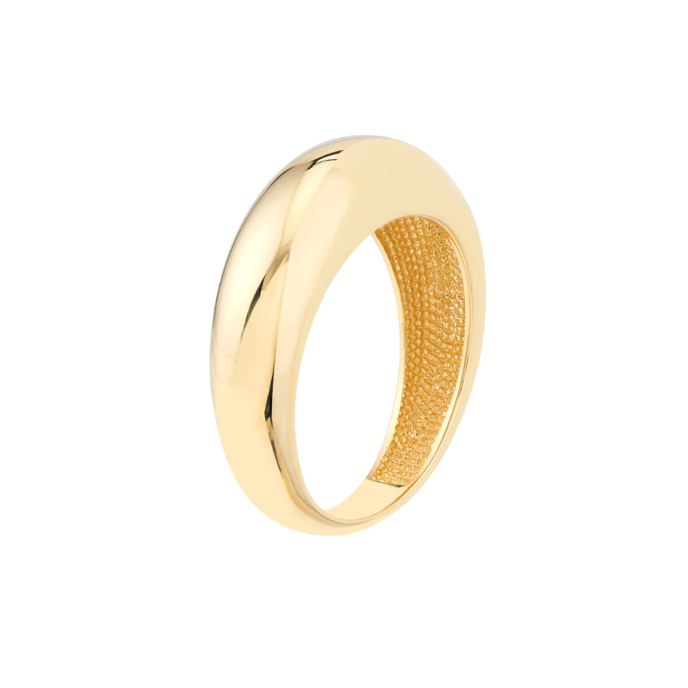 Exquisite 14k Gold Domed Puff Style Finger Ring for Women's Jewelry Collection