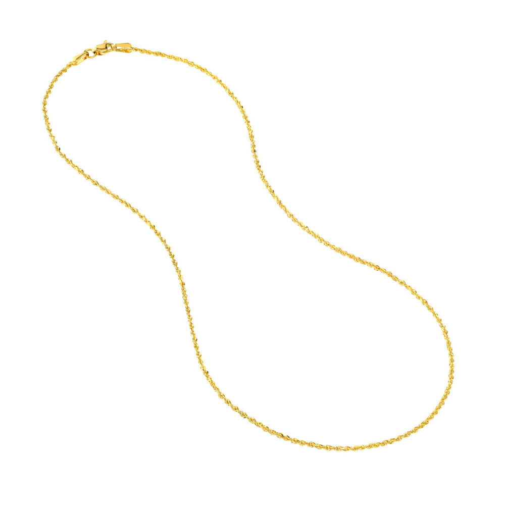 18-Inch 14k Gold Diamond-Cut Rope Chain with Elegant Design