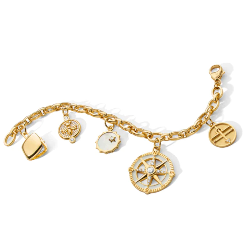 Monica Rich Kosann 18k Yellow Gold Audrey Link Style Charm Bracelet for Personalized Jewelry