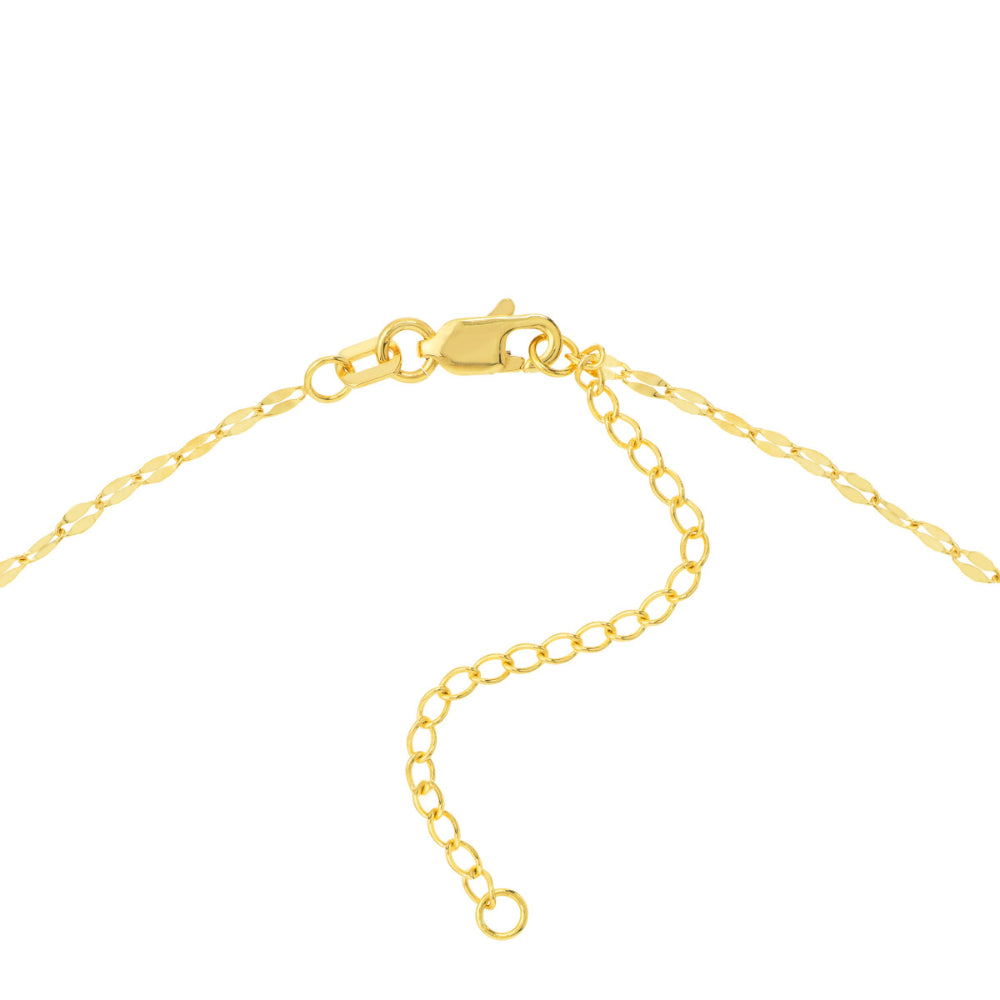 Adjustable 14k Yellow Gold Hammered Paper Clip Link Station Necklace