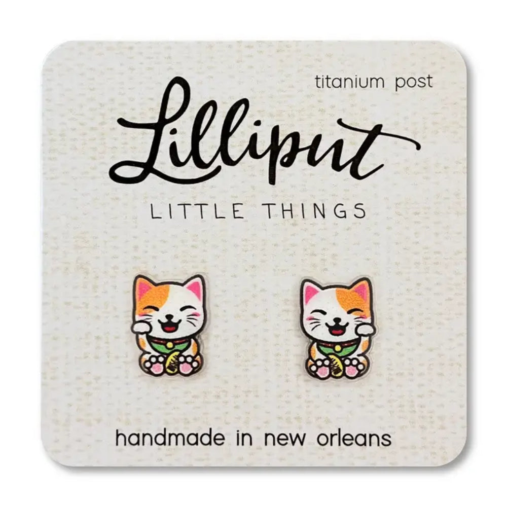 Adorable Lilliputian Little Things Lucky Cat Fashion Earrings for All-Day Wear