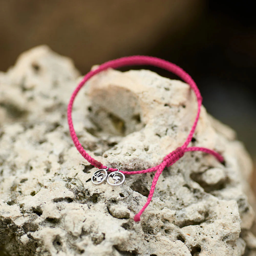 4Ocean Handmade Flamingo-themed Braided Plastic Bracelet for Both Genders