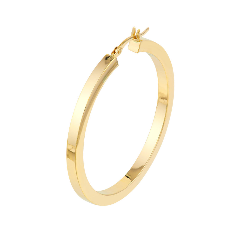 Trendy 14k Gold Square Tube Hoop Earrings with 3mm Thickness and 40mm Diameter