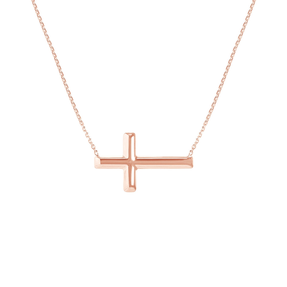 Stylish 14k Gold Adjustable Sideways Cross Necklace for Fashion and Faith