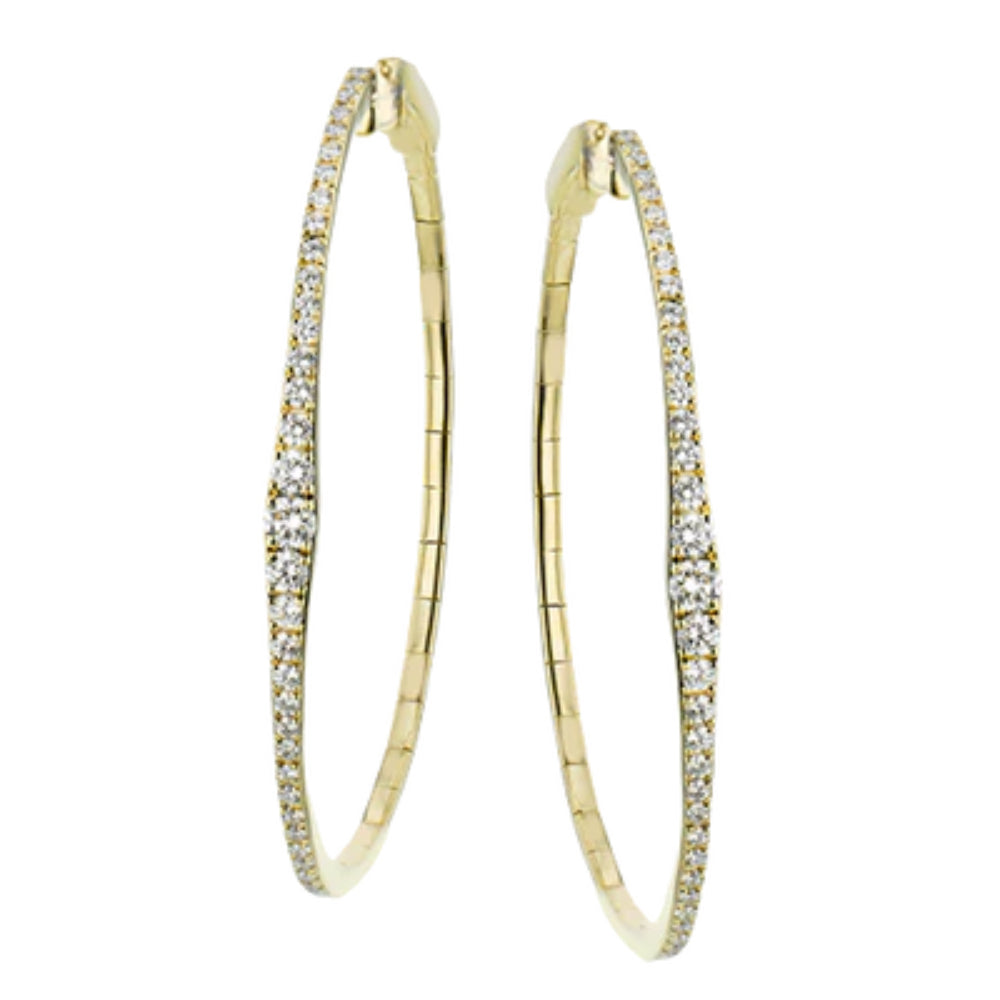 18k Yellow Gold Simon G. Diamond Hoop Earrings with 1.18ct Total Diamond