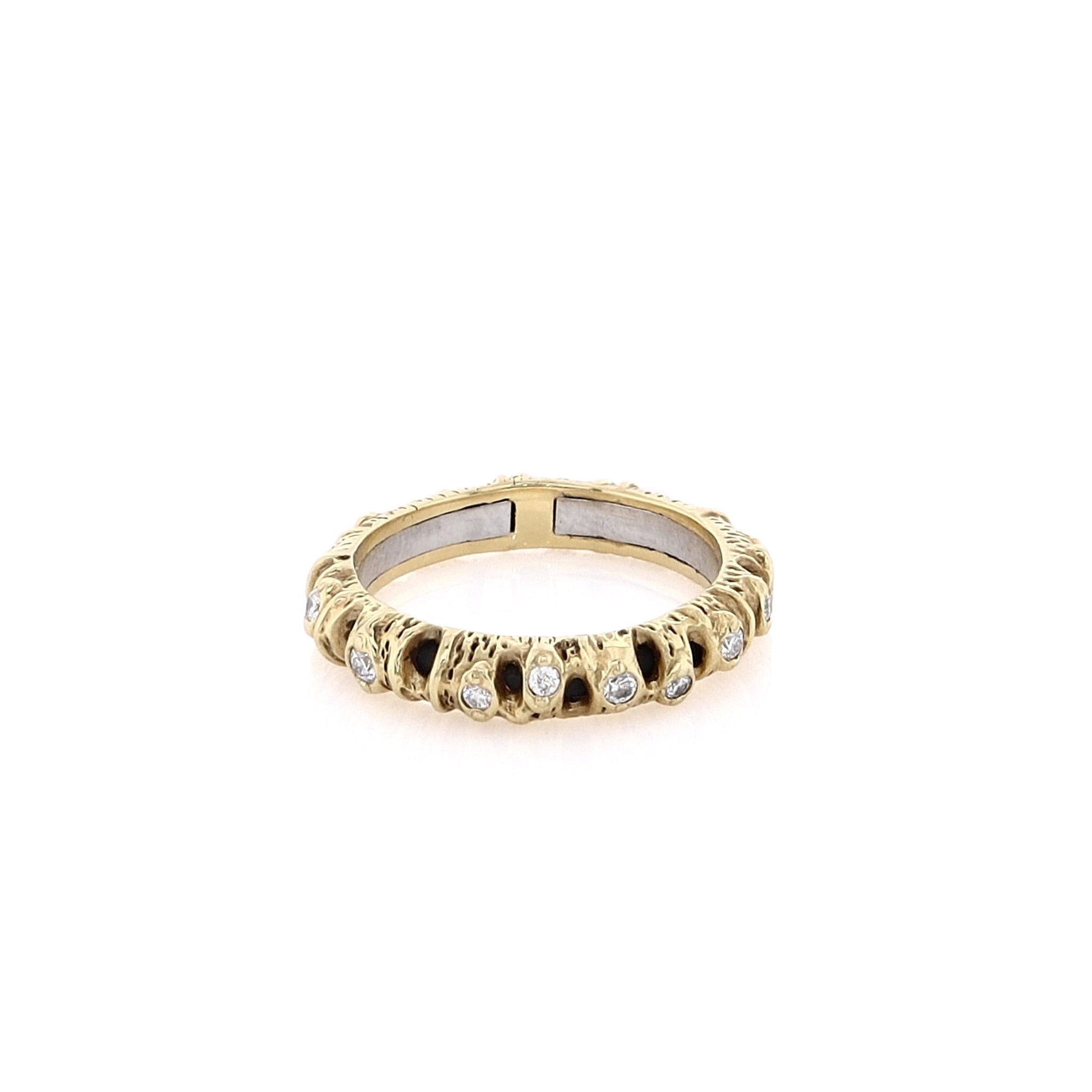 Stunning 18 Karat Yellow Gold and Cobalt Layered Diamond Eternity Band for Women's Jewelry