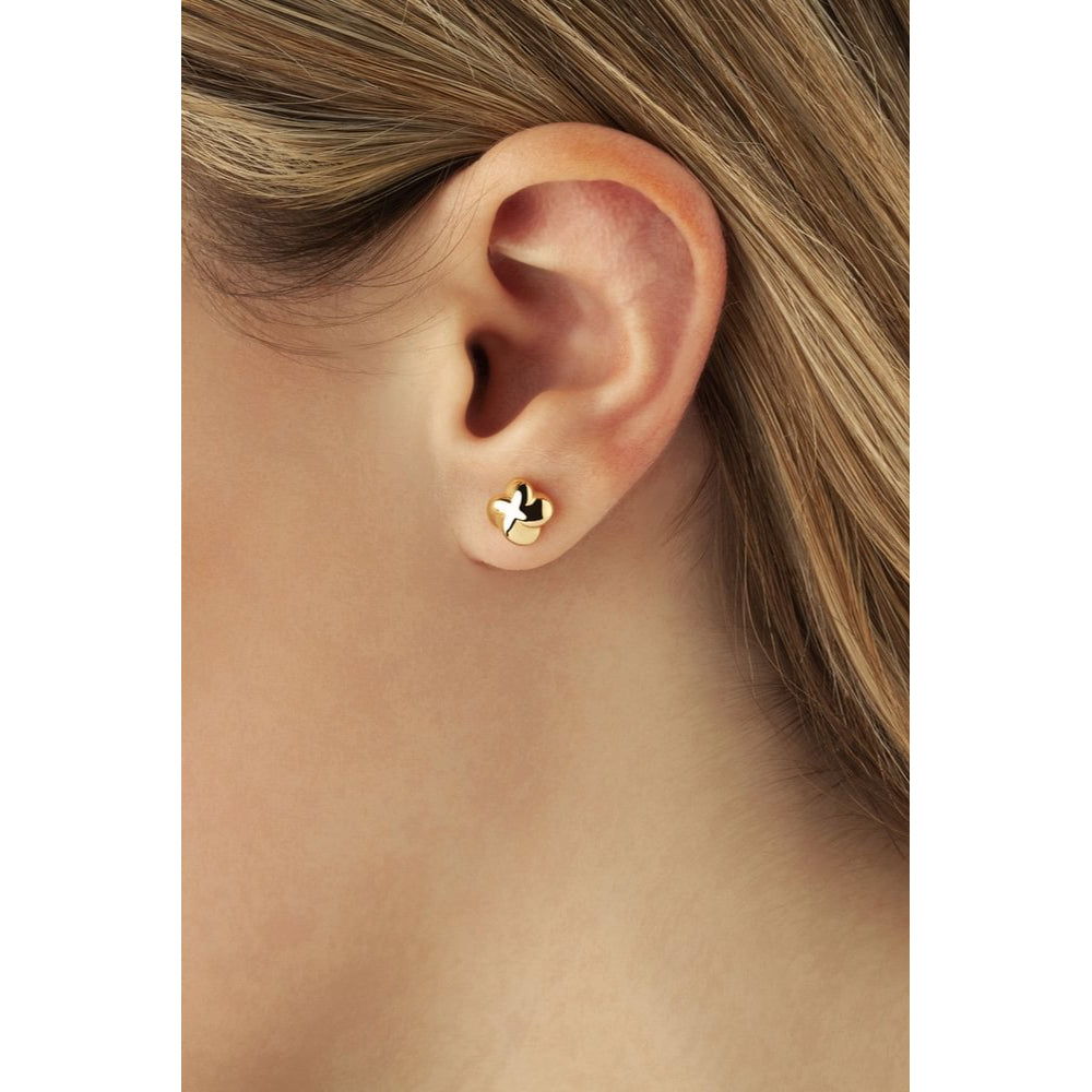 Exquisite 14k Gold Puffed Twisted Stud Earrings for Women's Elegant Look