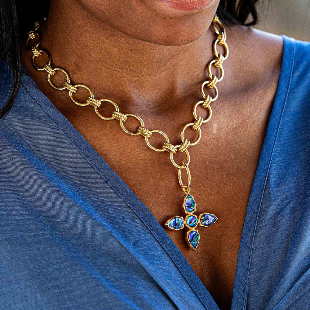 Aurora Reversible Pendant by Capucine De Wulf - Abalone and Mother of Pearl Jewelry Piece