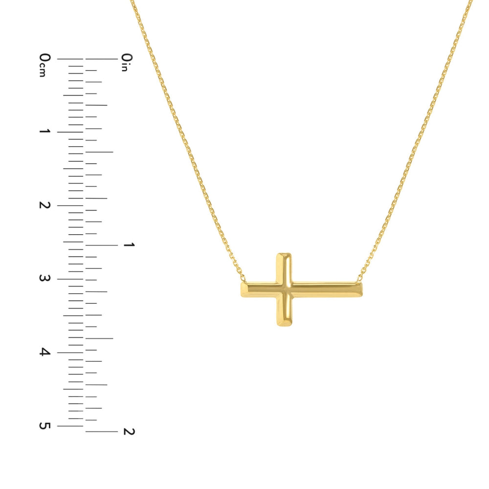 Stylish 14k Gold Adjustable Sideways Cross Necklace for Fashion and Faith