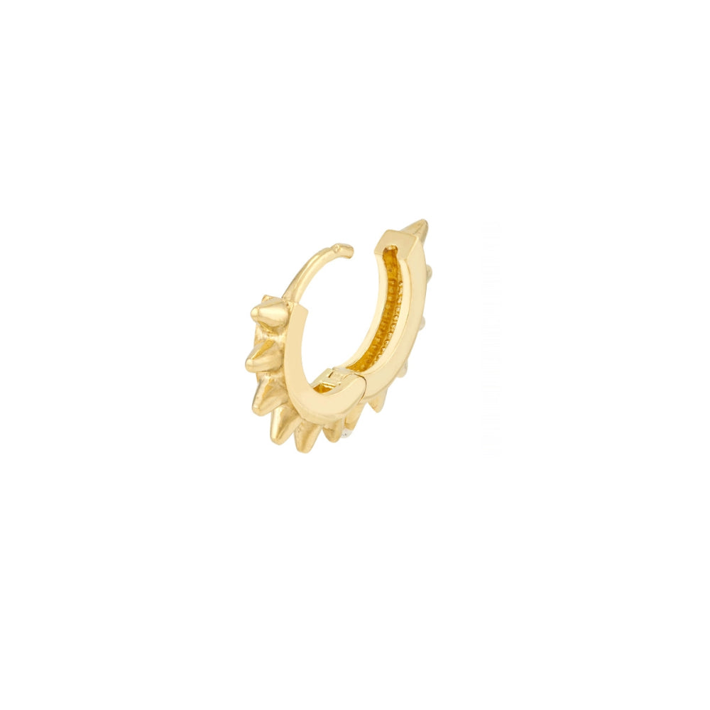 Stylish 14k Yellow Gold 10mm Spike Hoop Earrings for Fashion Lovers