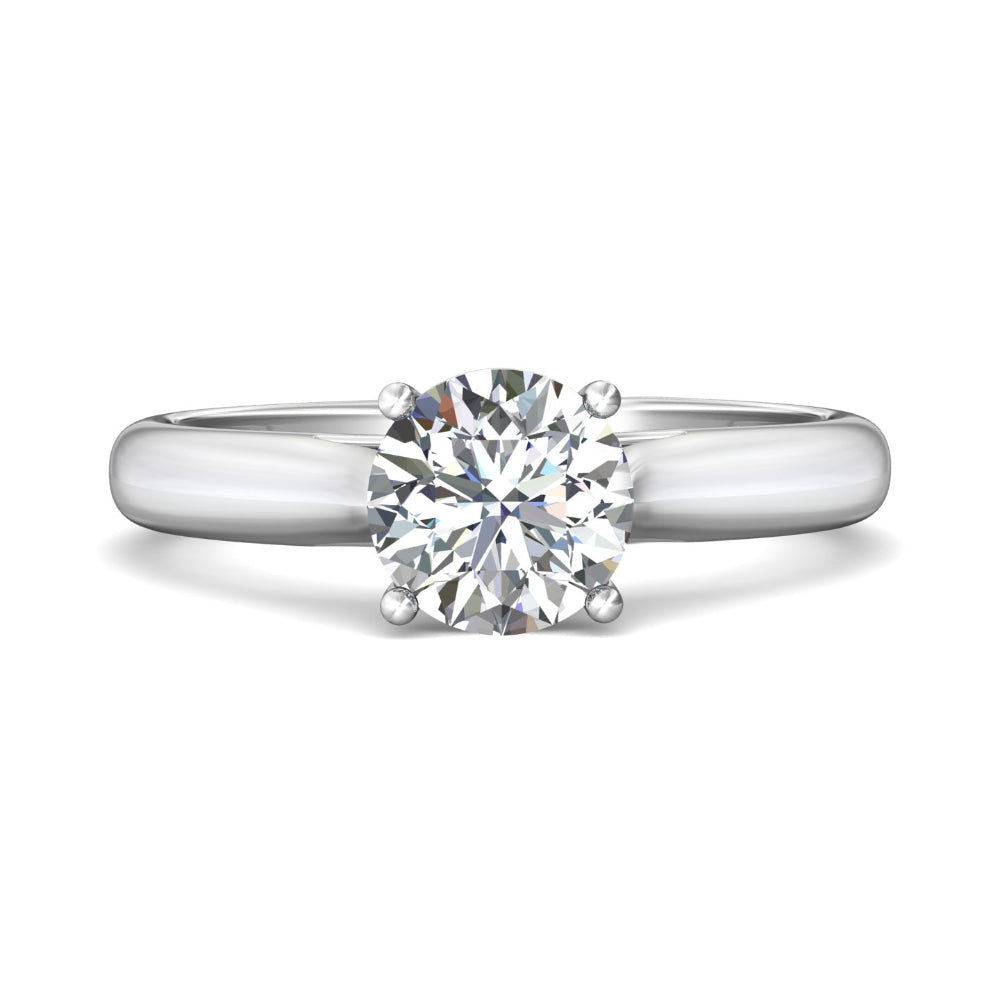 14k White Gold Martin Flyer Round Diamond Solitaire Engagement Ring