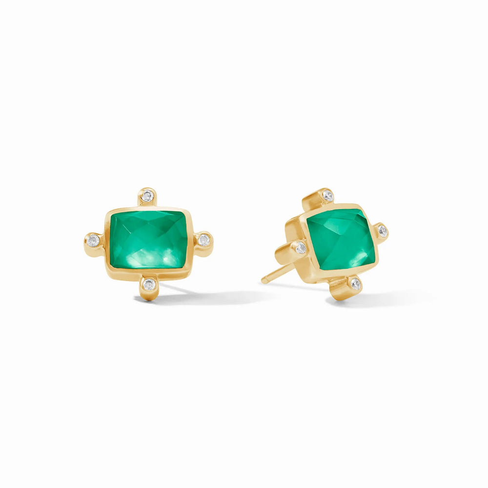 Julie Vos Clara Rose Cut Glass Stud Earrings with Brilliant CZ