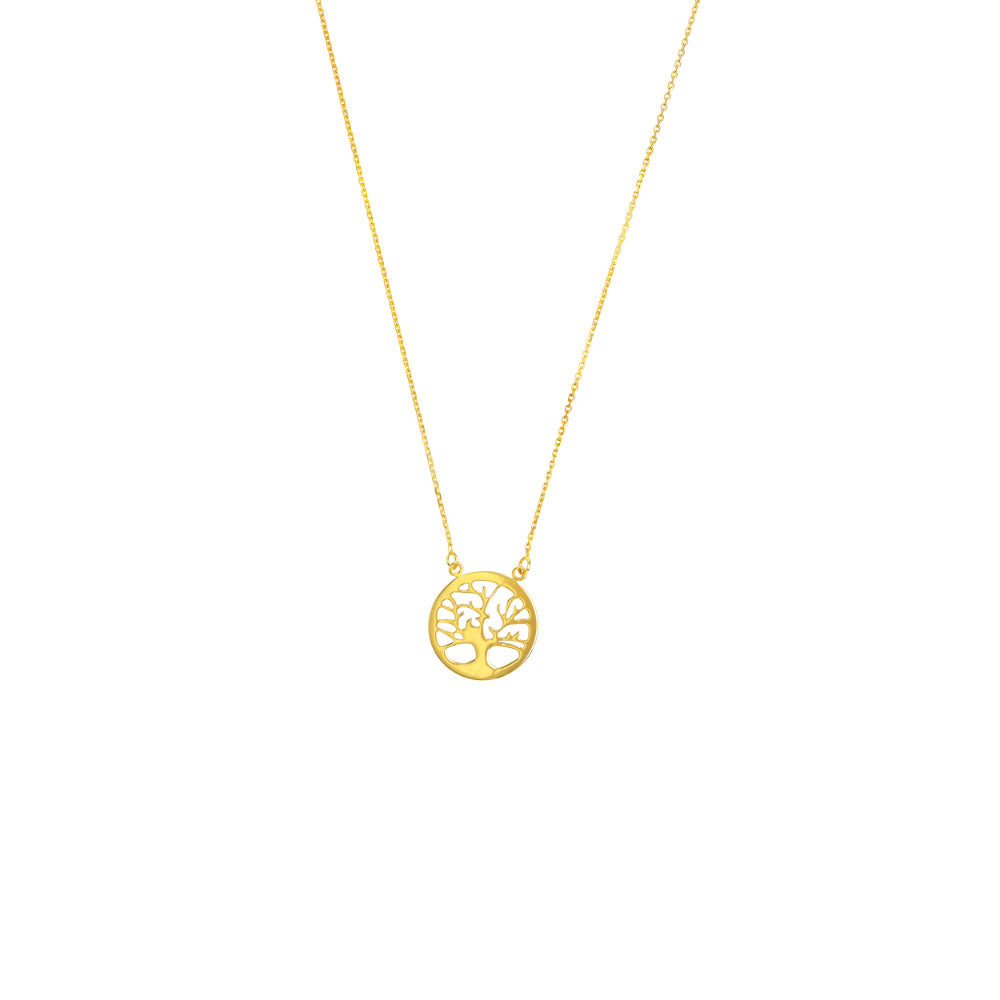 18-Inch 14k Yellow Gold Tree of Life Design Necklace
