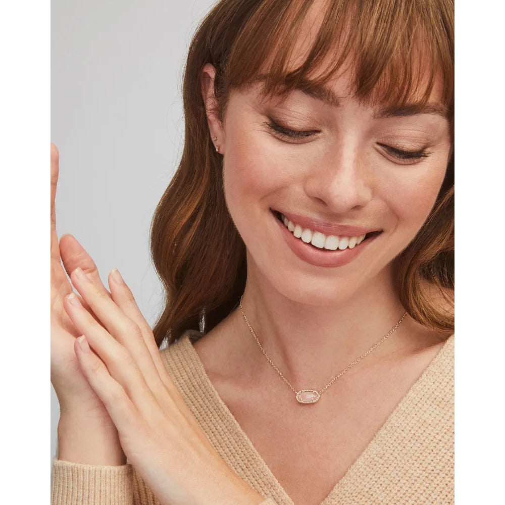 Kendra Scott Rose Quartz Elisa Gold-Plated Pendant Necklace