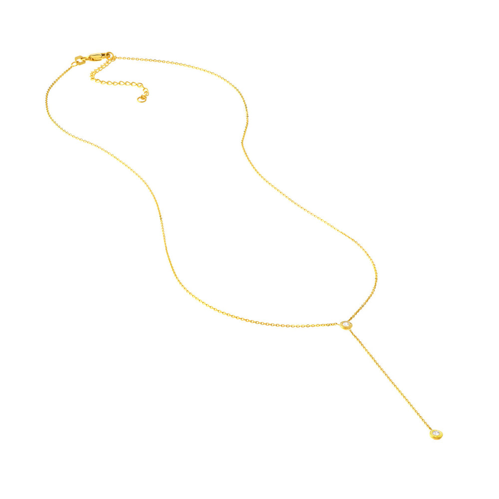 14k Gold Adjustable Diamond Y-Style Necklace with Two Diamonds