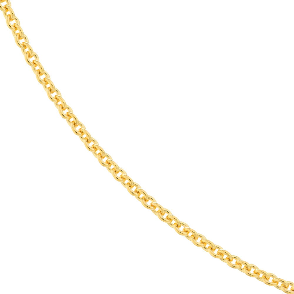14k Yellow Gold Cable Chain Necklace, 1.5mm Wide, 18 Inches Long