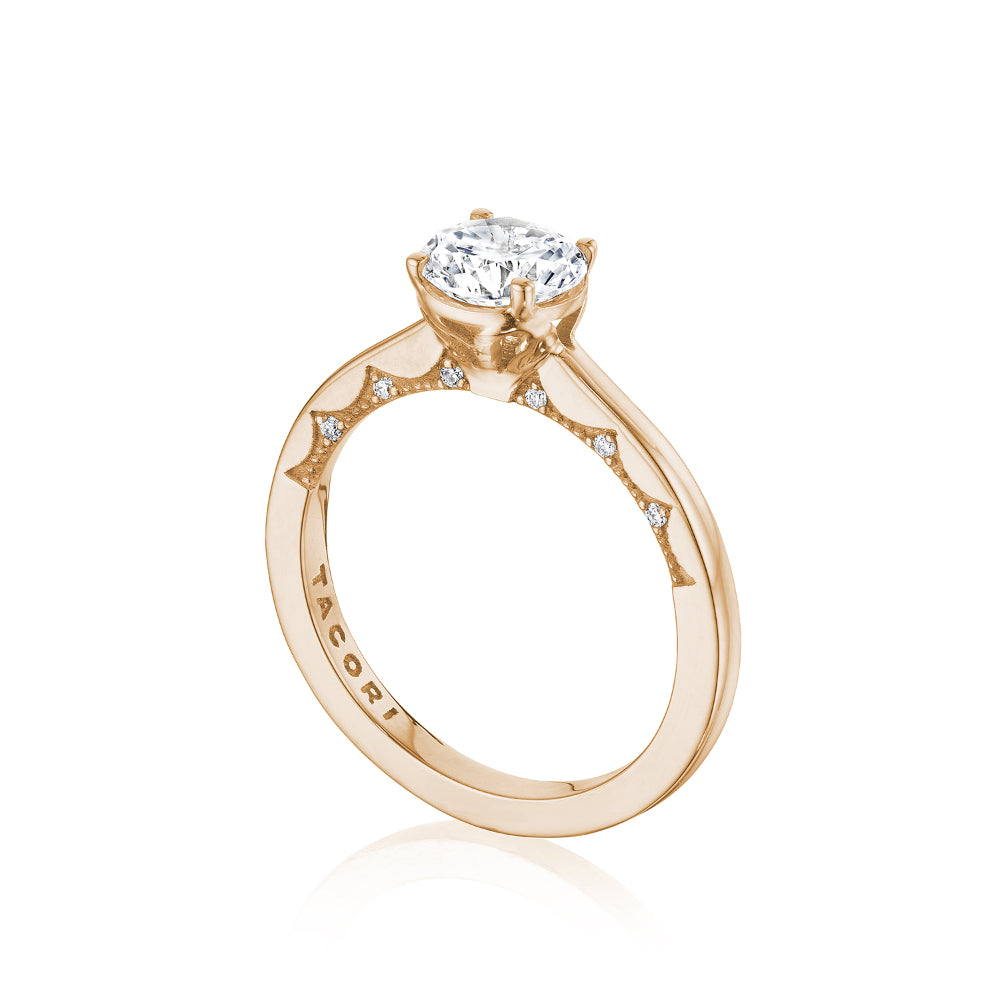 Tacori 14k Rose Gold Coastal Crescent Round Solitaire Engagement Ring Setting