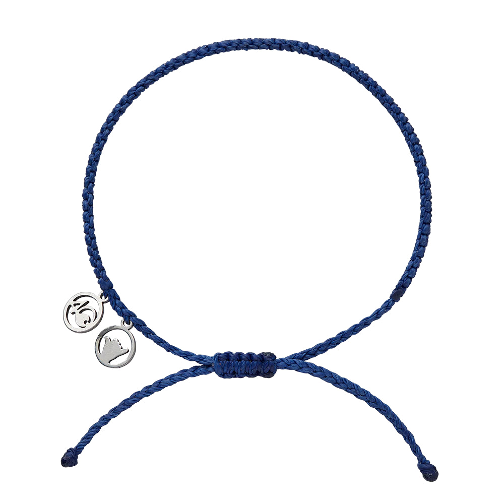 4Ocean Unisex Waterproof Adjustable Braided Bracelet with Recycled Charms