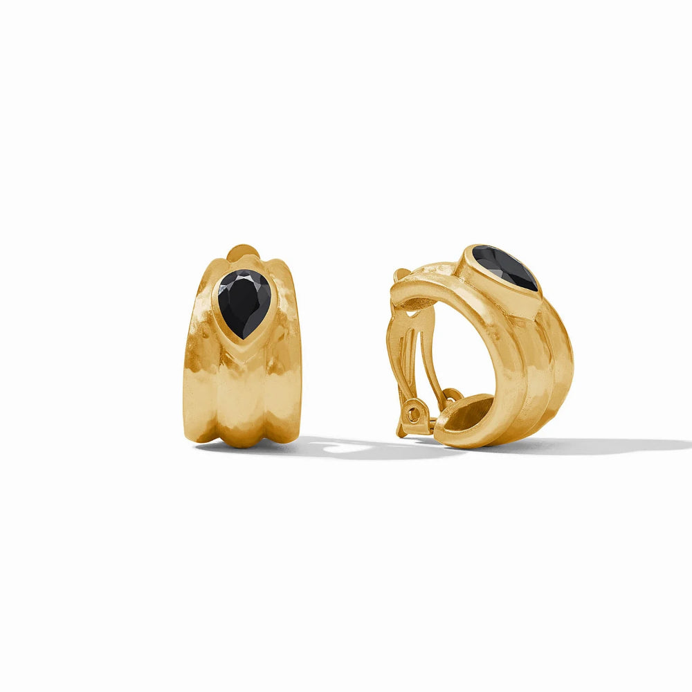 Julie Vos Clip-On Earrings with Inverted Teardrop CZ Stones in 24K Gold Plate