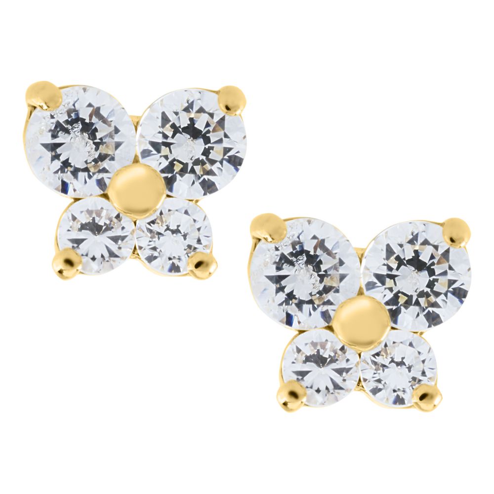 14k Yellow Gold Children's Stud Earrings with Butterfly Design
