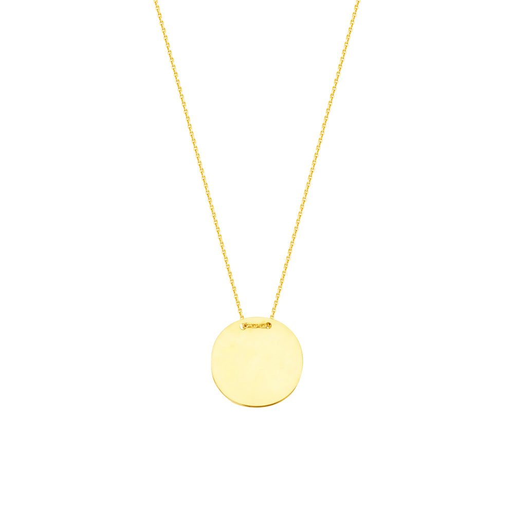 18-Inch Engravable Polished Round Disc Gold Necklace