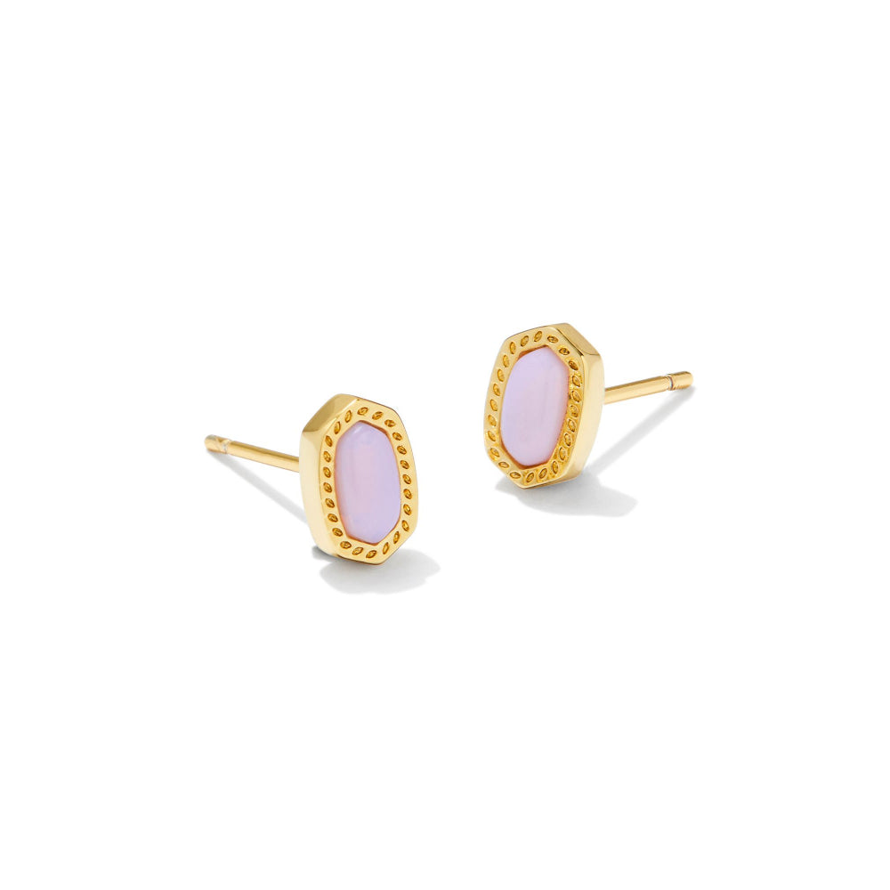 Kendra Scott Gold-Plated Mini Ellie Stud Earrings with Pink Opalite Crystals - Ideal Dainty Jewelry