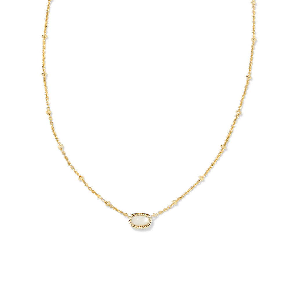 Kendra Scott Gold Ivory Mother of Pearl Mini Elisa Satellite Short Pendant Necklace