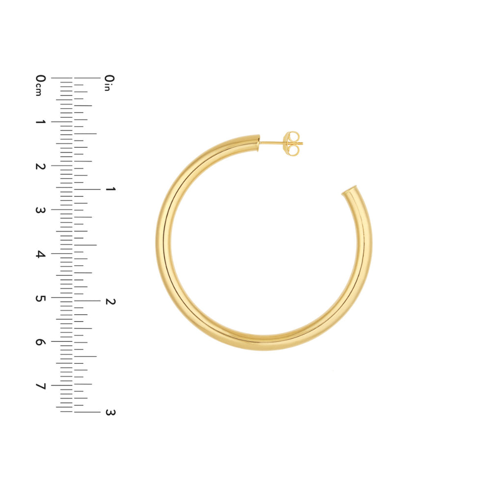 Gorgeous 14k Yellow Gold Polished Hoop Post Earrings for Trendy Look