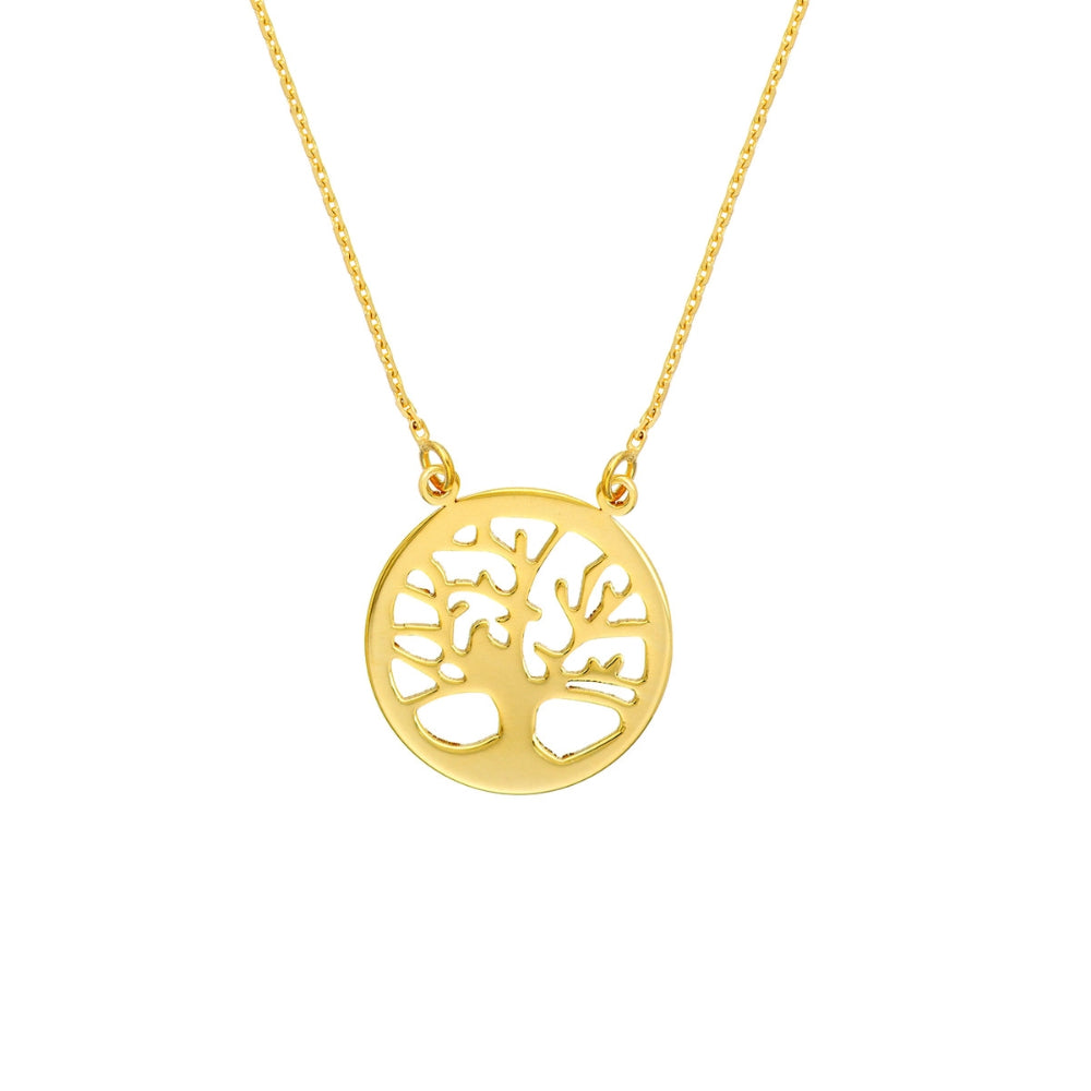 18-Inch 14k Yellow Gold Tree of Life Design Necklace