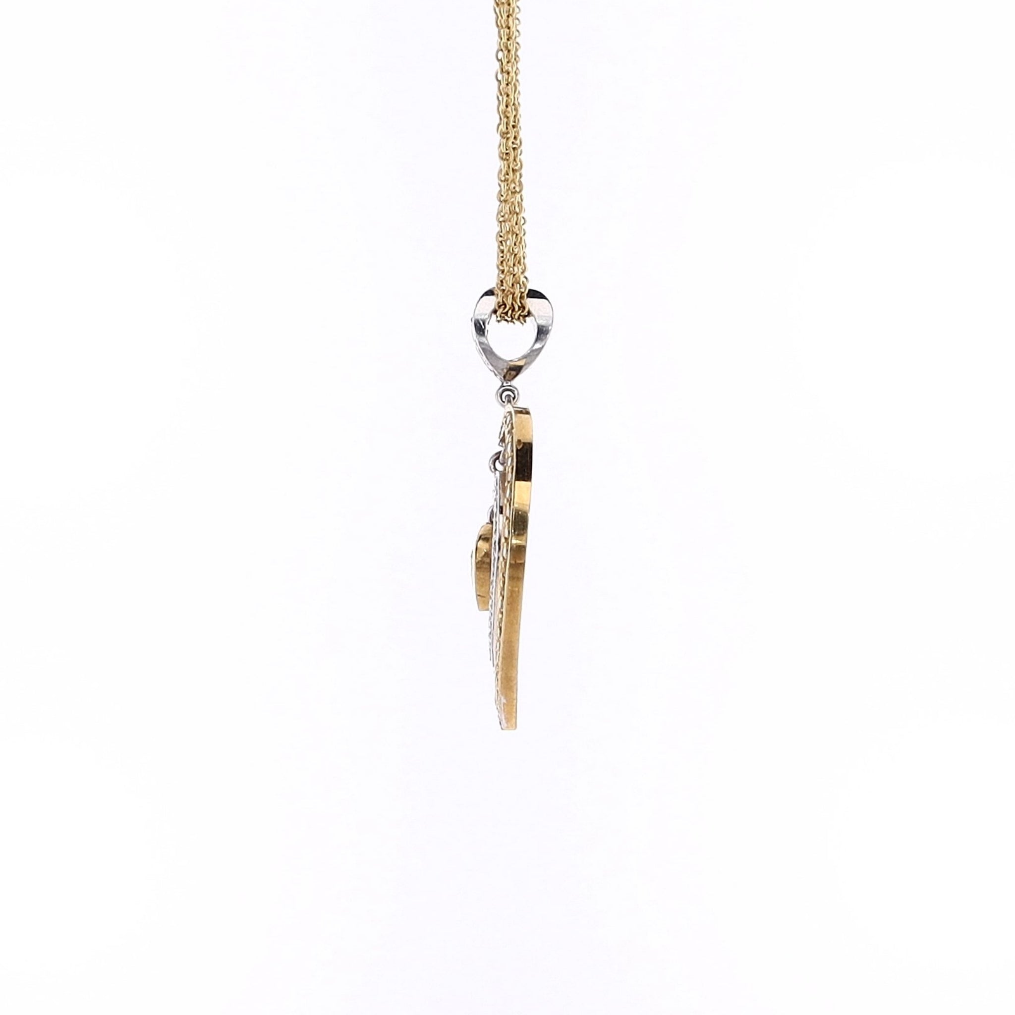Exquisite 18 Karat Two-Tone Gold Heart Shaped Diamond Pendant Necklace for Women