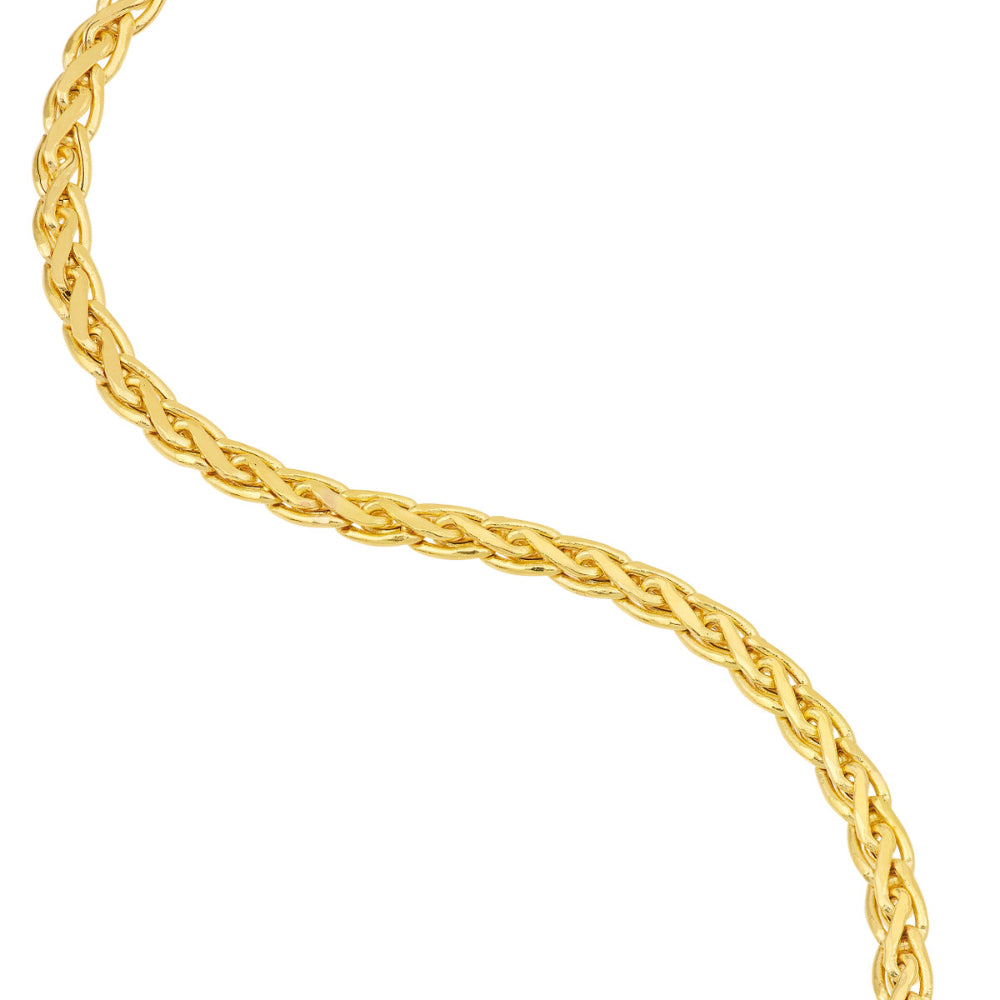 Stylish 14k Yellow Gold Hollow Flat Wheat Chain Bracelet for Timeless Fashion