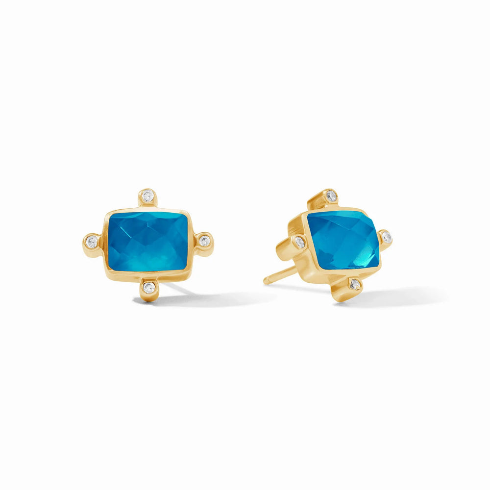 Julie Vos Clara Rose Cut Glass Stud Earrings with Brilliant CZ
